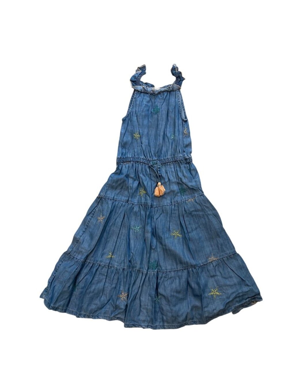 Fatface Young Crew Embroidered Shell Maxi Dress Girls‎ Size 7/8 Chambray Lyocell